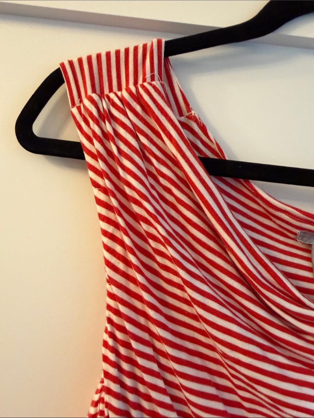 H&M Red and White Striped Cowl Neck Ruched Mini Dress - Picture 5 of 9